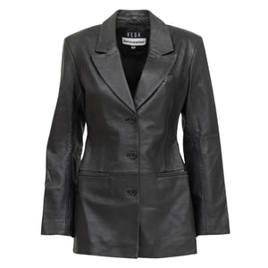 Reformation Sleek Black Hal Leather Blazer Size XS