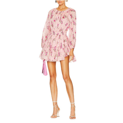 Loveshackfancy Floral Pink Ivy Popover Dress Size M