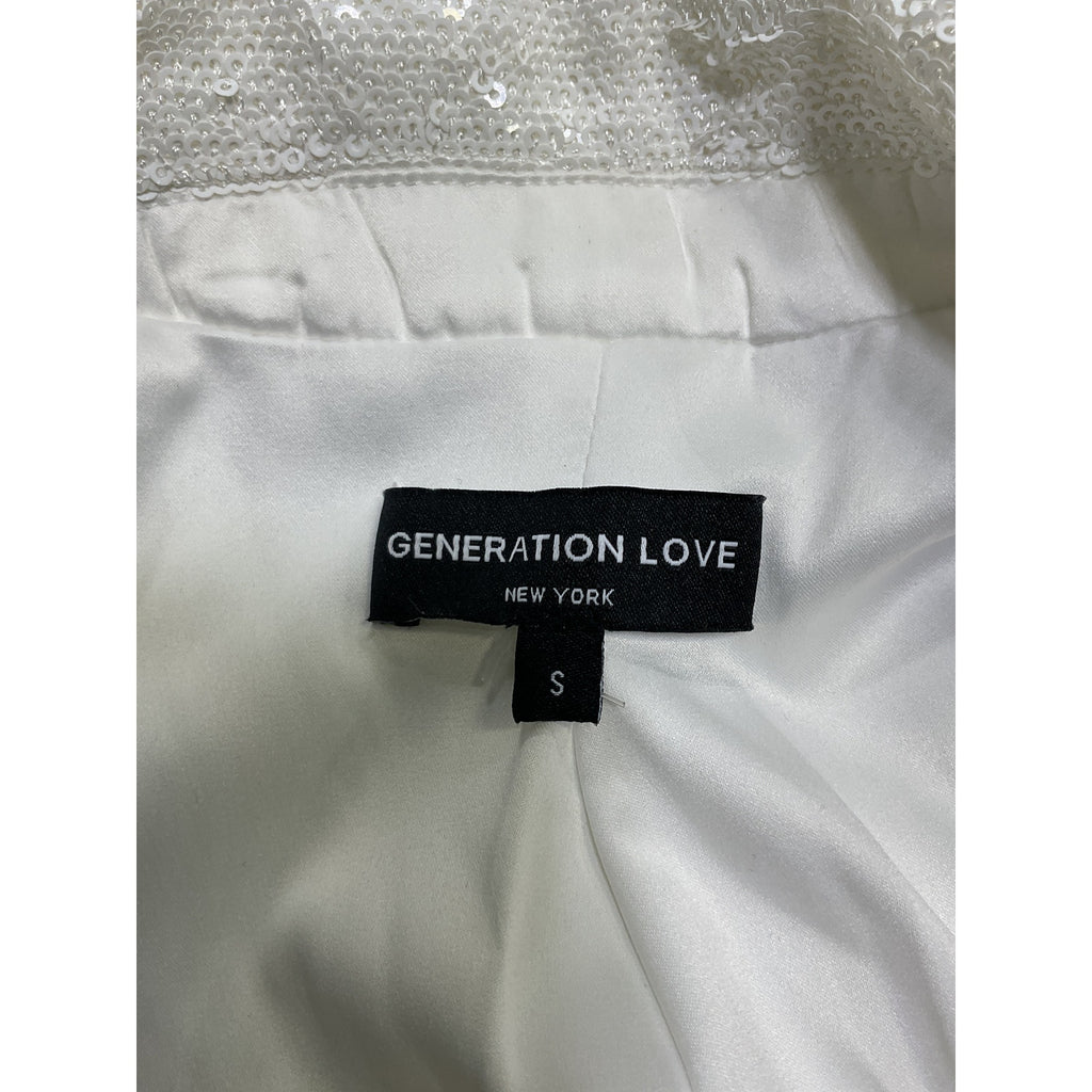 Generation Love 'Viva' White Polyester Sequin Blazer Size S