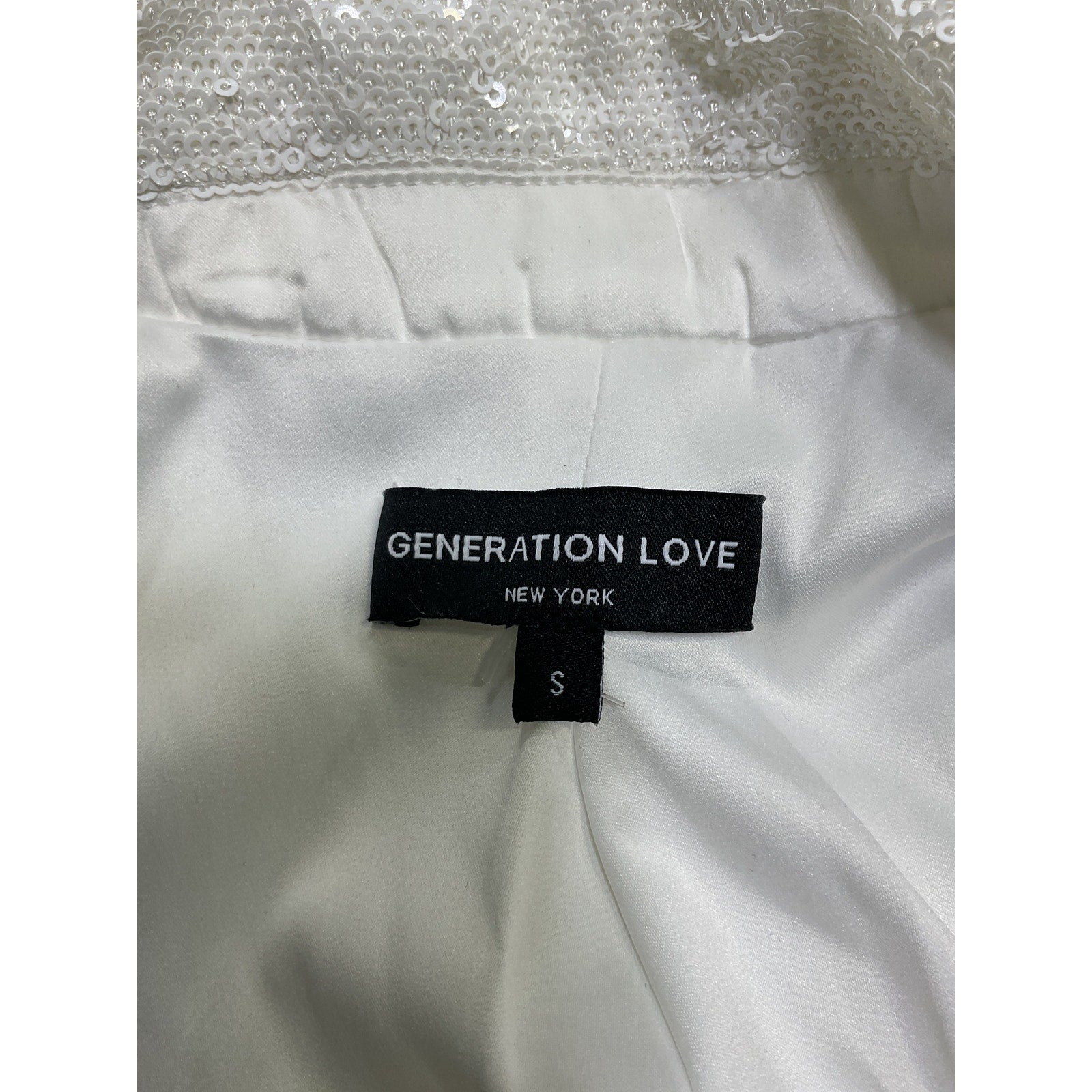 Generation Love 'Viva' White Polyester Sequin Blazer Size S