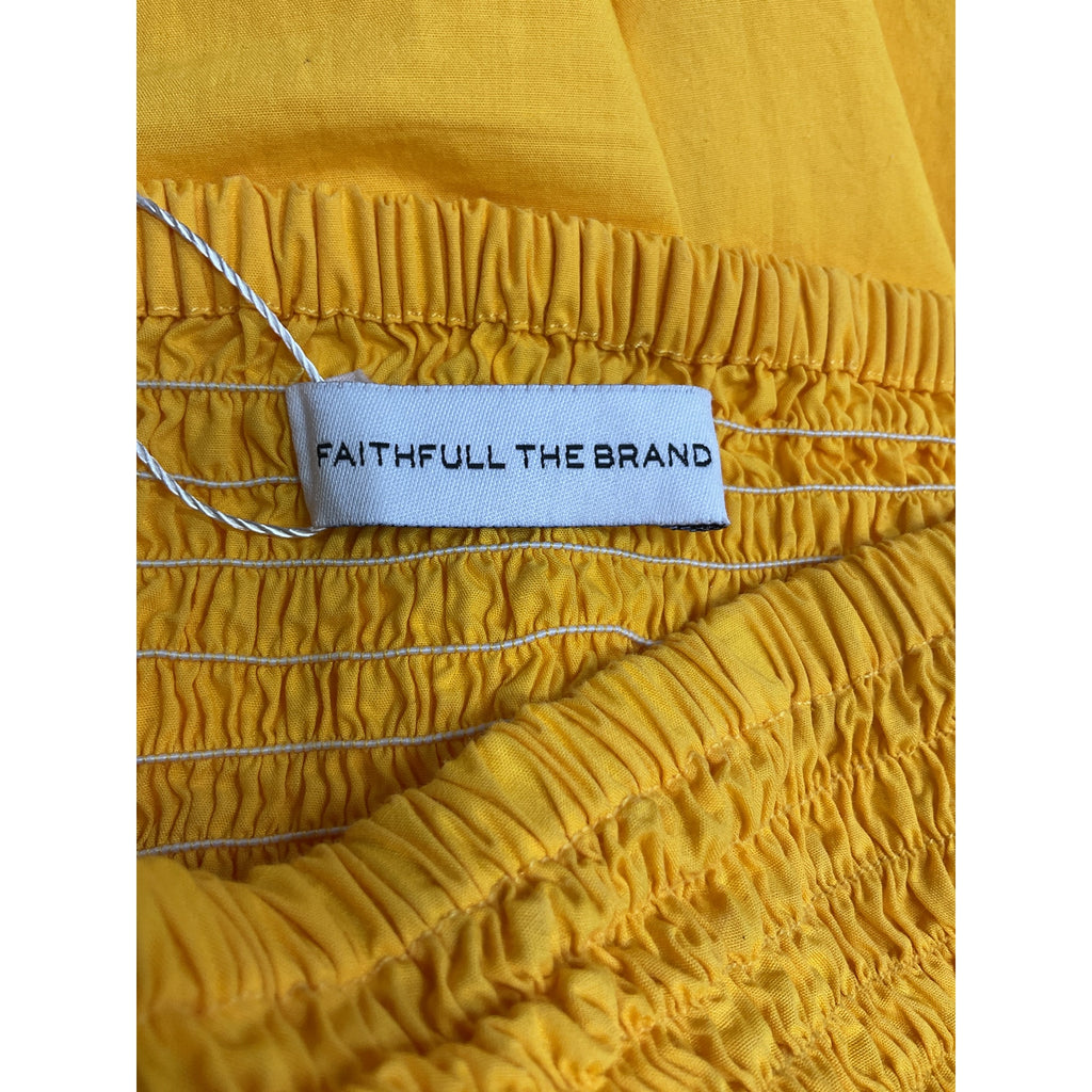 Faithfull The Brand 'Madella' Yellow Cotton Midi Dress Size M