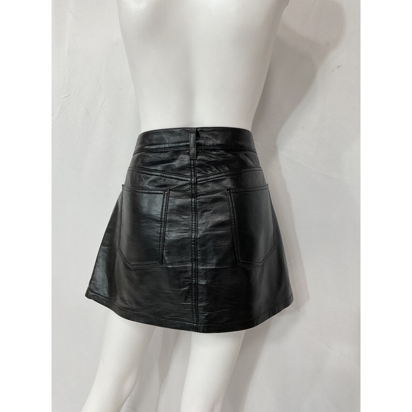 Agolde 'Liv' Black Leather Mini Skirt Size 29