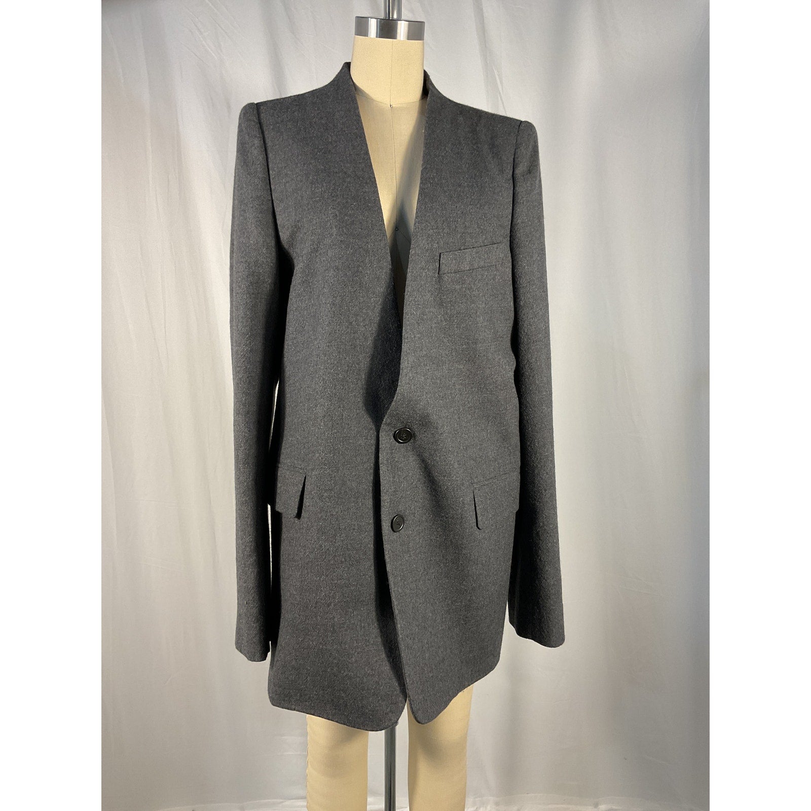 Ann Demeulemeester 'Oversized' Gray Wool Blazer Size M