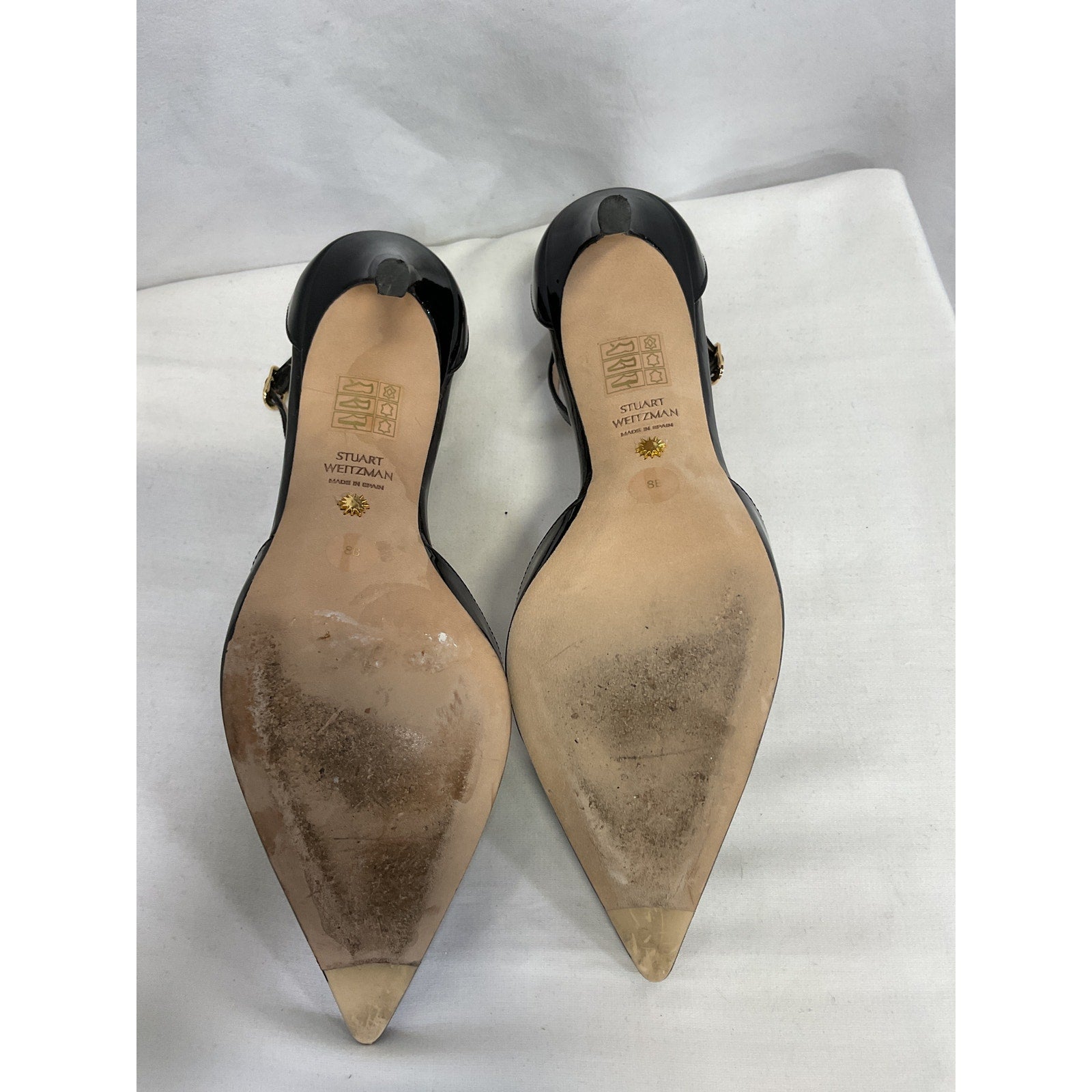 Stuart Weitzman 'Stuart 100' Black Strap Pump Size 8