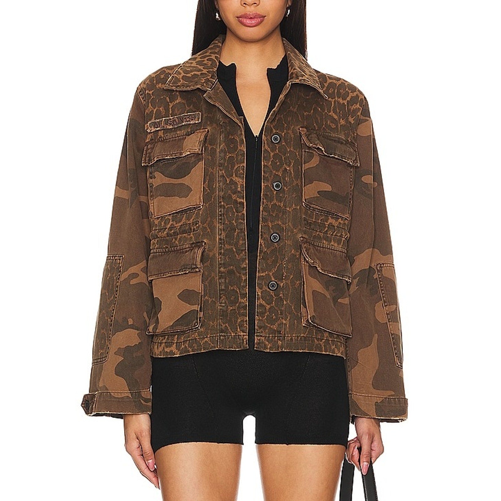 Allsaints 'Finch' Brown Cotton Leppo Mix Jacket Size 6