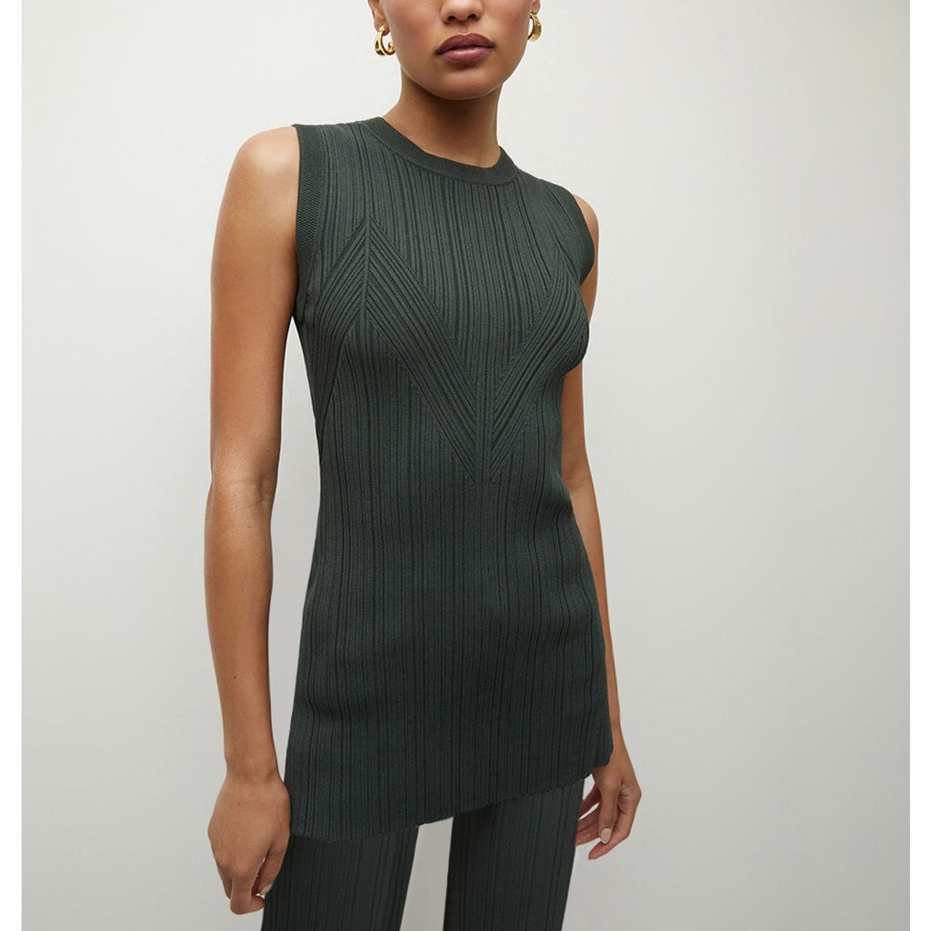 Veronica Beard 'Semma' Green Ribbed Tank Size L - NWT