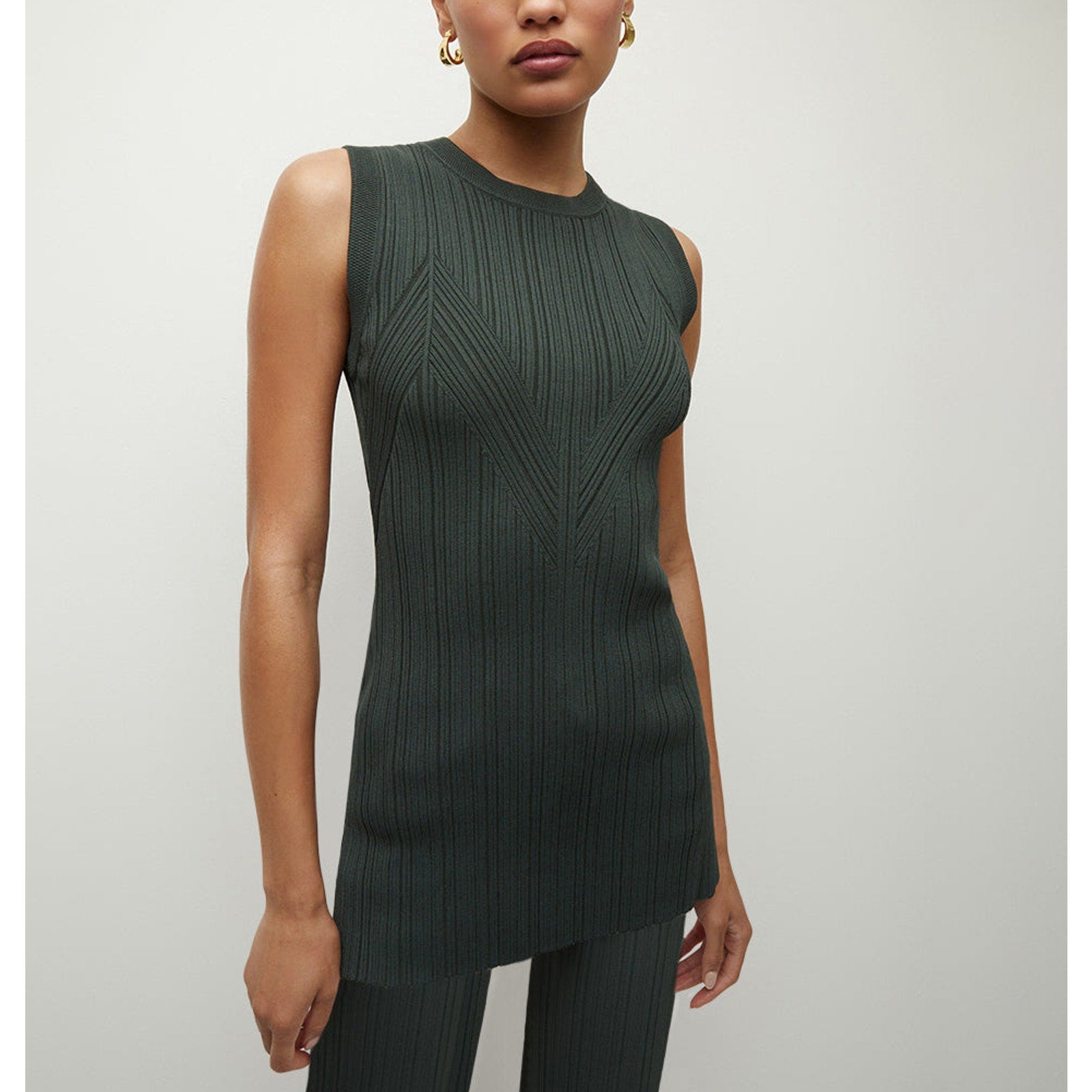 Veronica Beard 'Semma' Green Ribbed Tank Size L - NWT