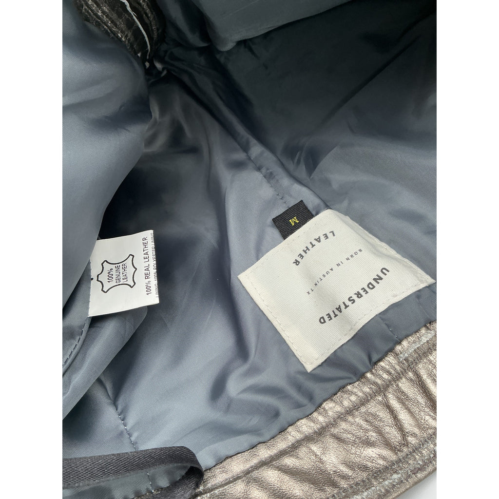 Understated Life On Mars Silver Leather Cargo Shorts Size M
