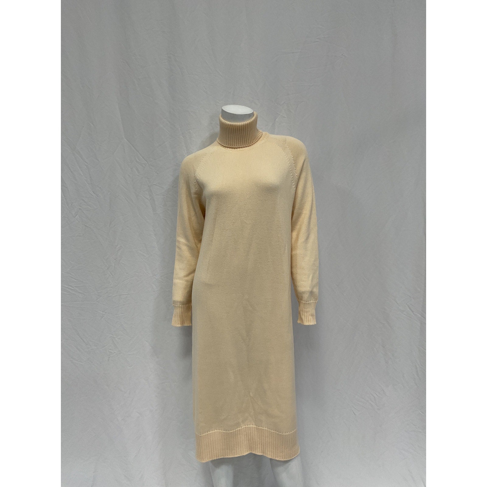 Max Mara 'Linfa' Tan Wool Turtleneck Midi Dress Size S