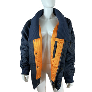 Loewe Oversized Navy Shell Bomber Jacket Size 36 EU / US 4
