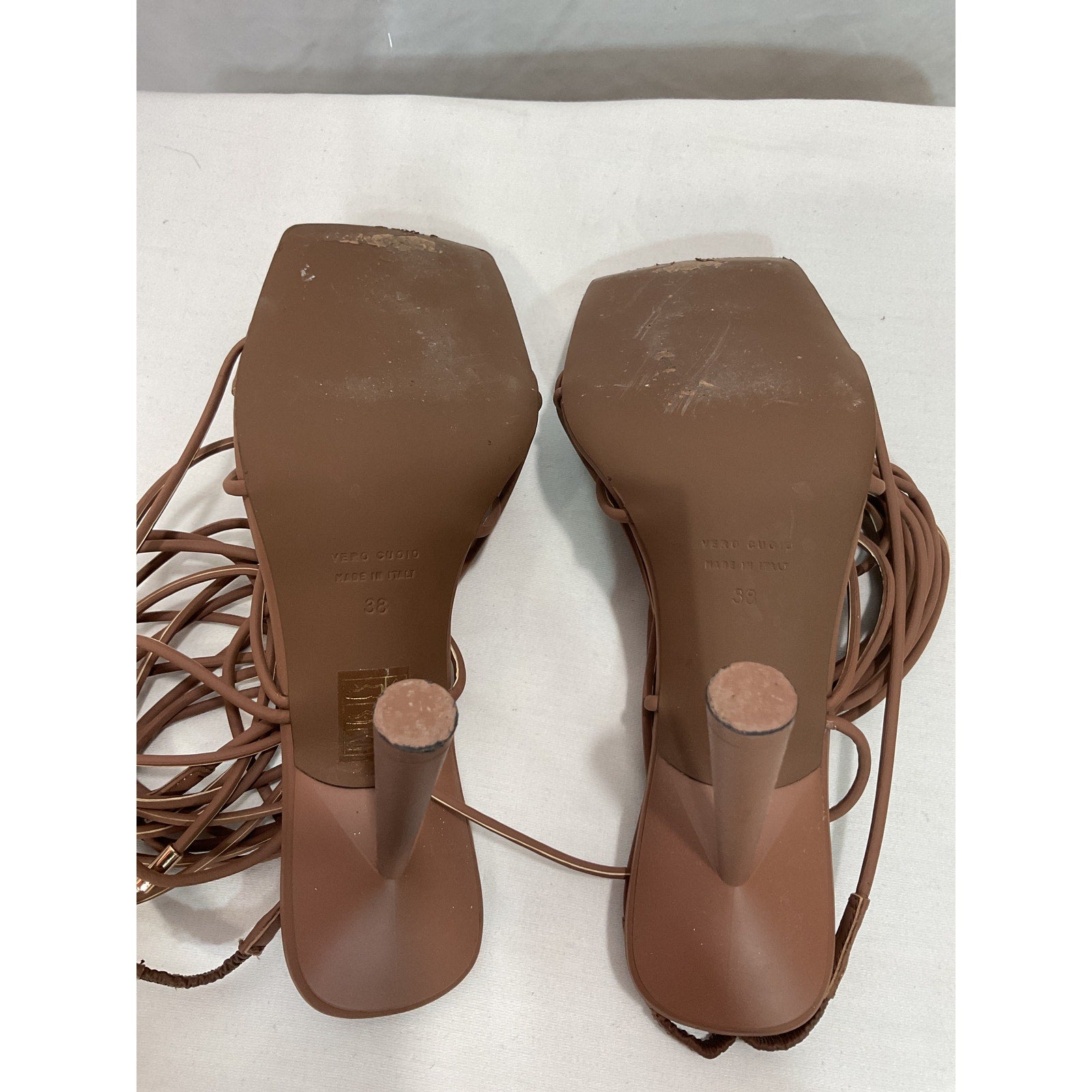 Gia Borghini 'Gia' Brown Borghini x Rhw Tall Lace Up Sandal Size 8