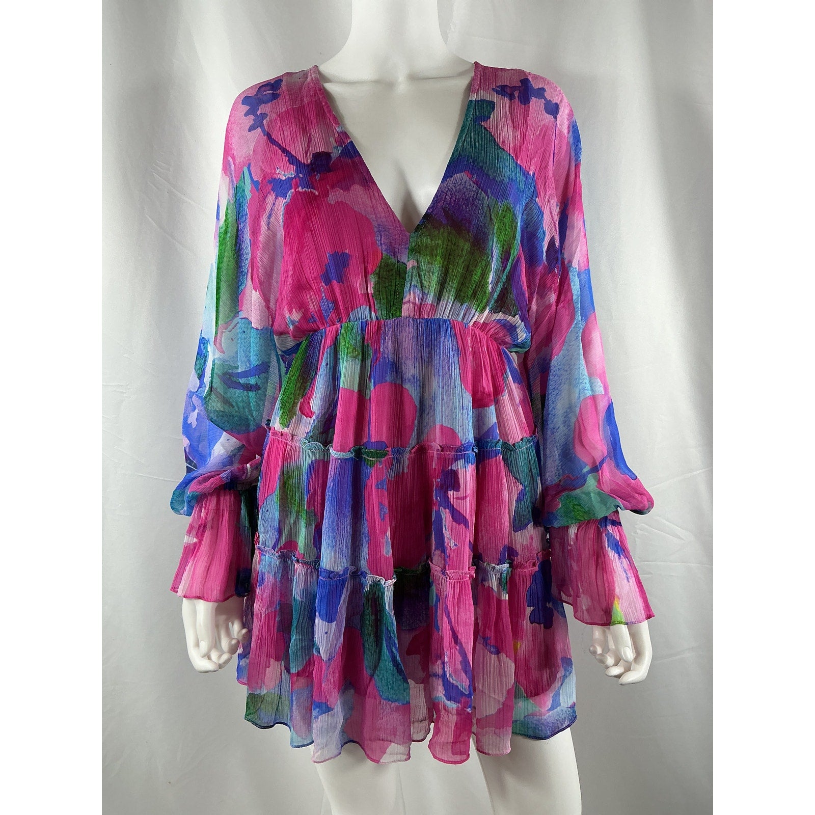 Hemant And Nandita X Revolve 'Vesa' Pink Viscose Mini Dress Size XS