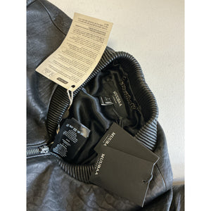 Muubaa Black Leather Bomber Jacket Size 12