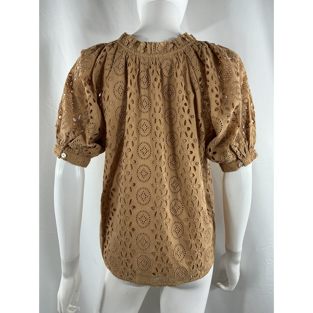 Cleobella 'Katie' Tan Cotton Blouse Size XS