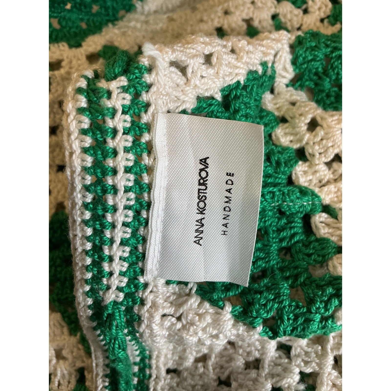 Anna Kosturova 'Maija' Green Cotton High-Rise Crochet Shorts Size S