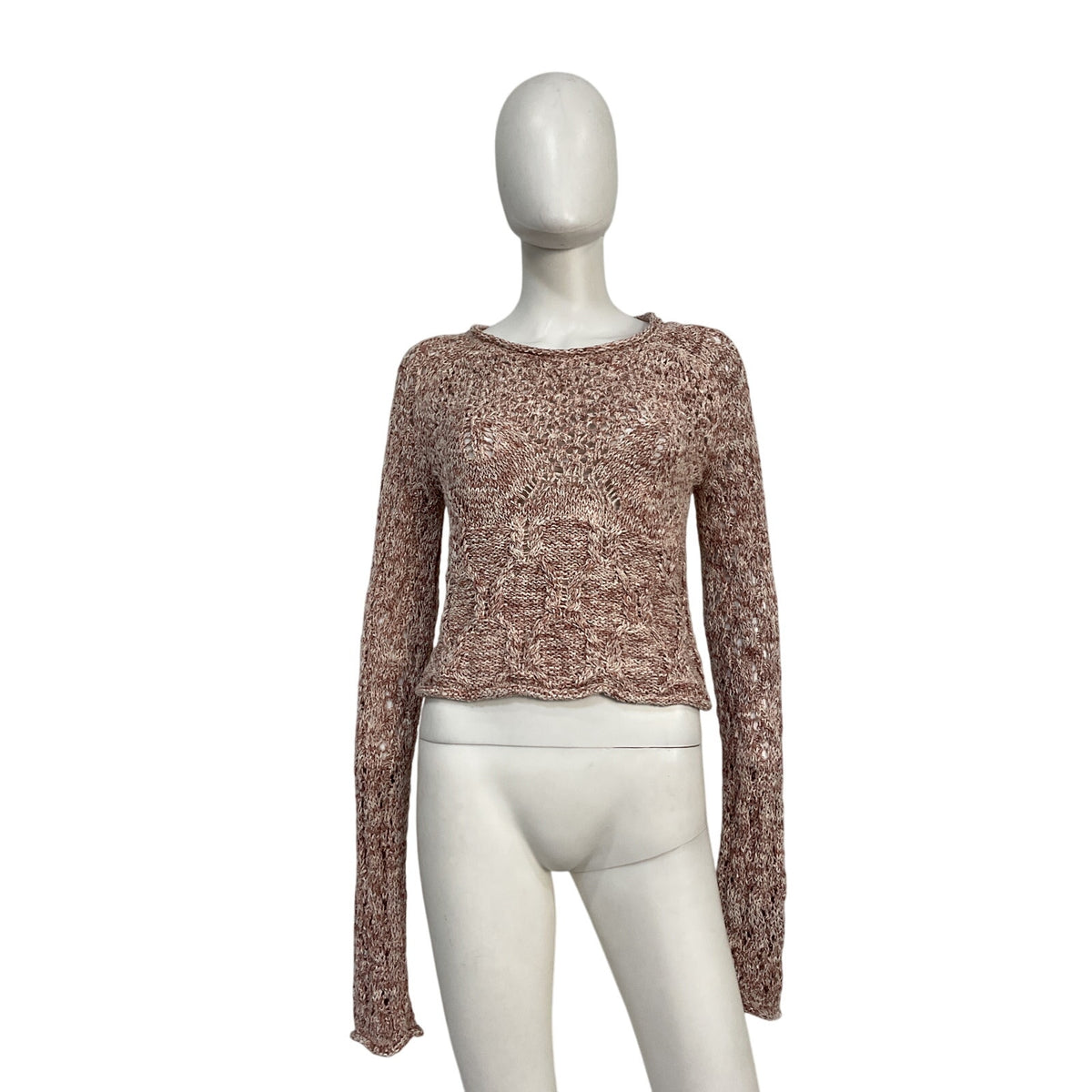 Acne Studios Pink Cotton Cropped Lace Sweater Size M