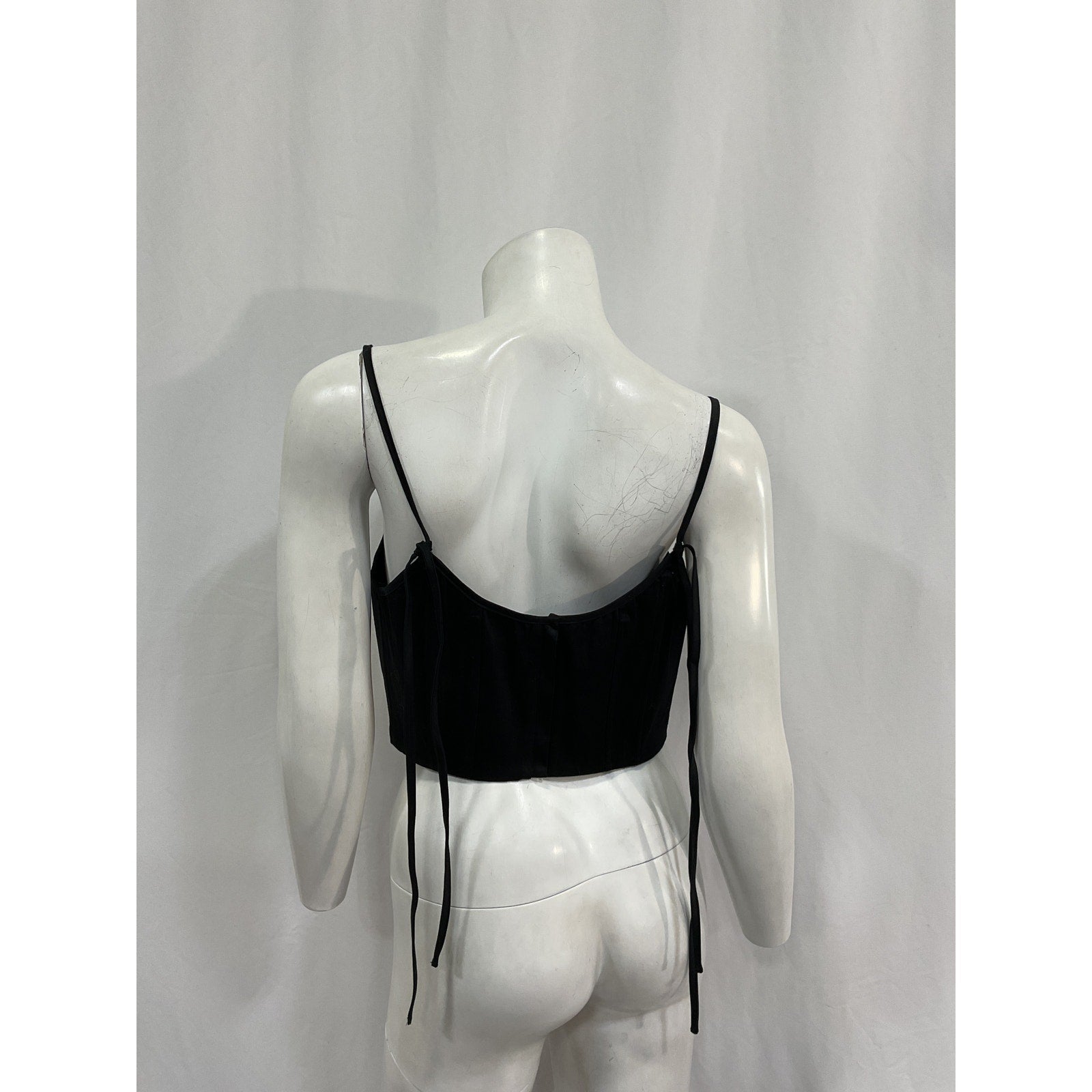 Helsa Stretch Cotton Sateen Black Cotton Bustier Top Size M