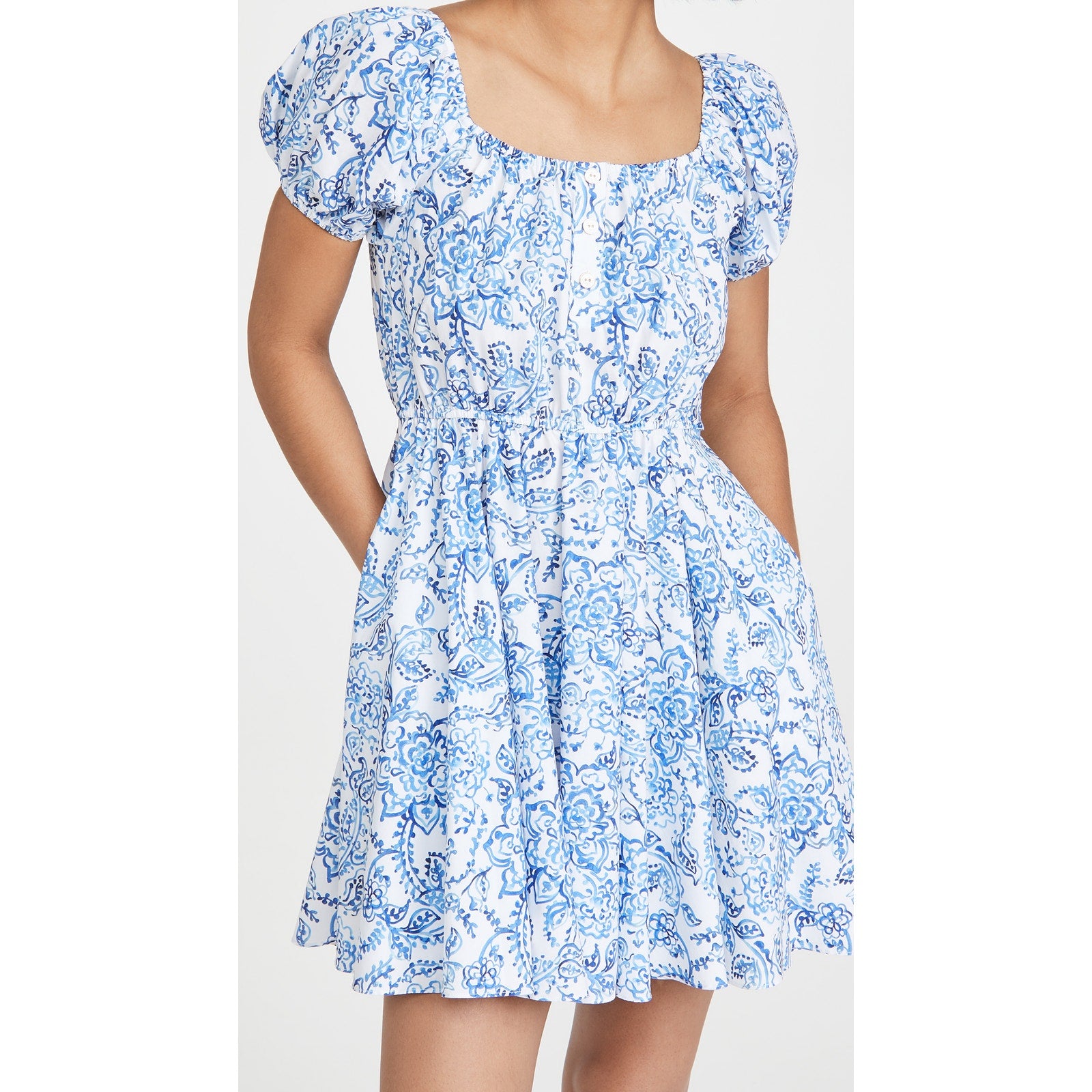 Caroline Constas 'Bardot' Blue Mini Dress Size L