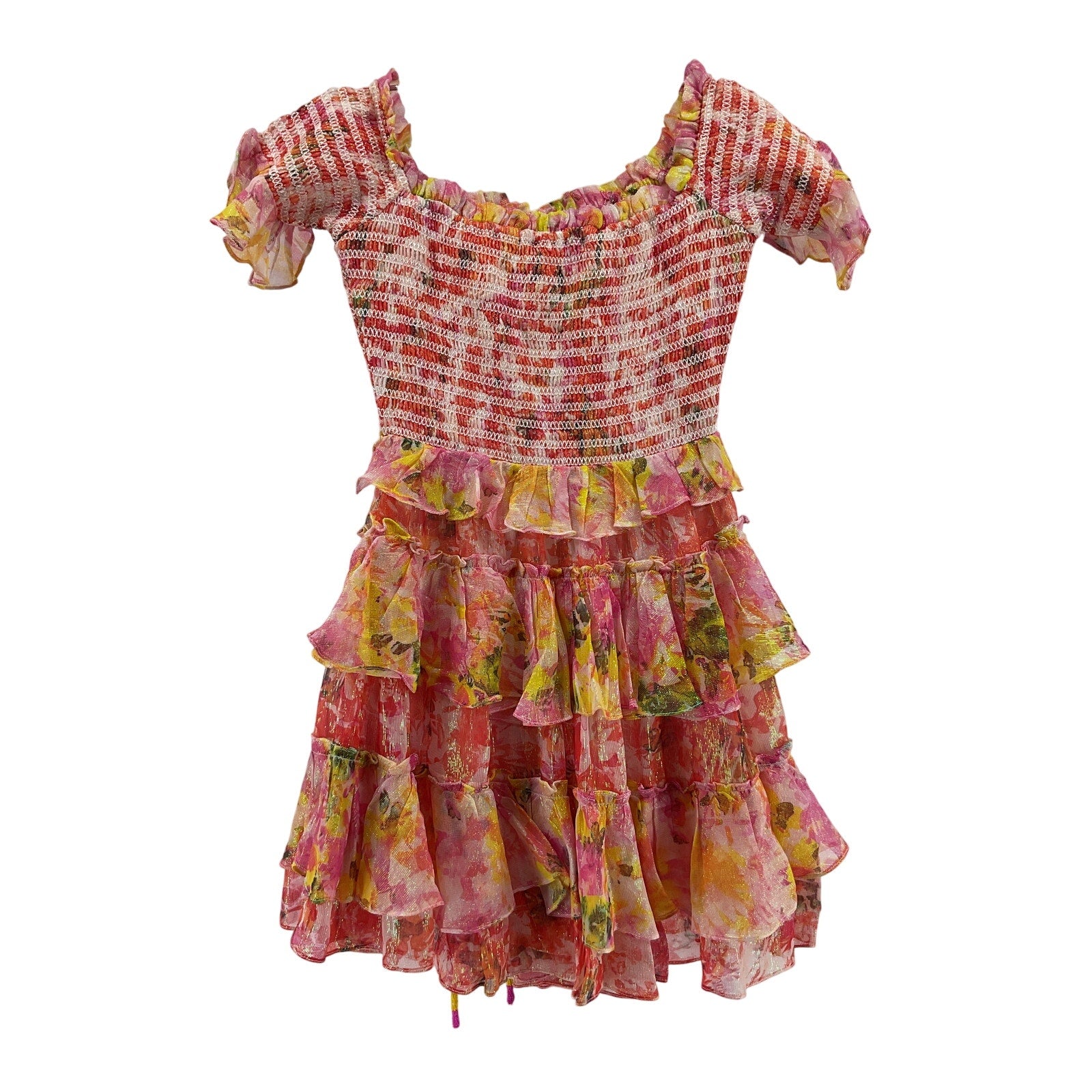 Rococo Sand 'Nesh' Red Viscose Tired Mini Dress Size XS