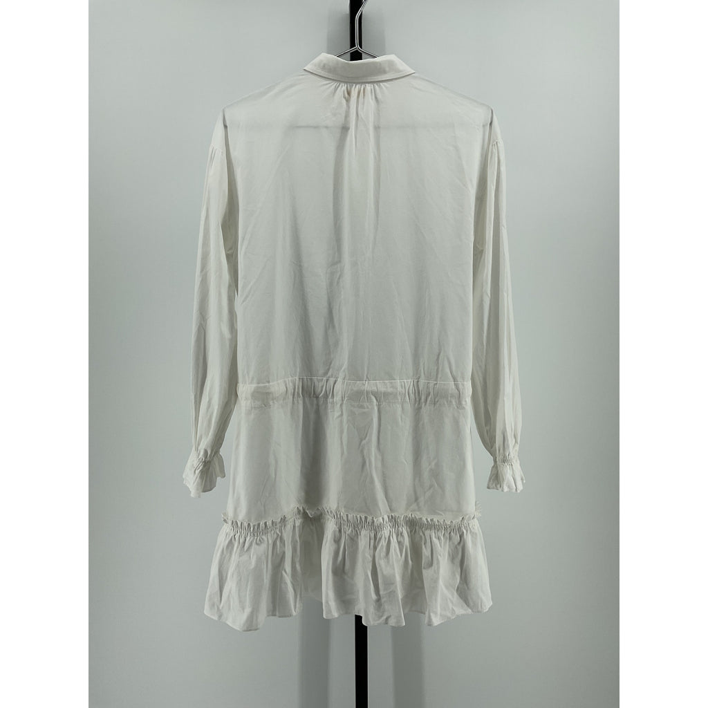 Ramy Brook 'Josephine' White Cotton Tiered Mini Shirt Dress Size XS