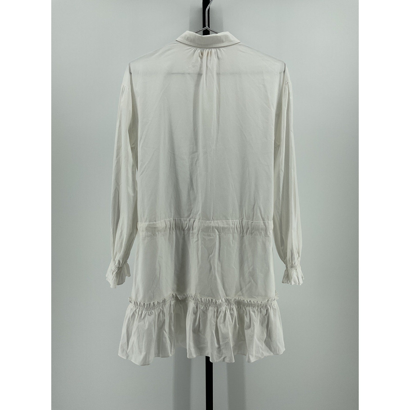 Ramy Brook 'Josephine' White Cotton Tiered Mini Shirt Dress Size XS