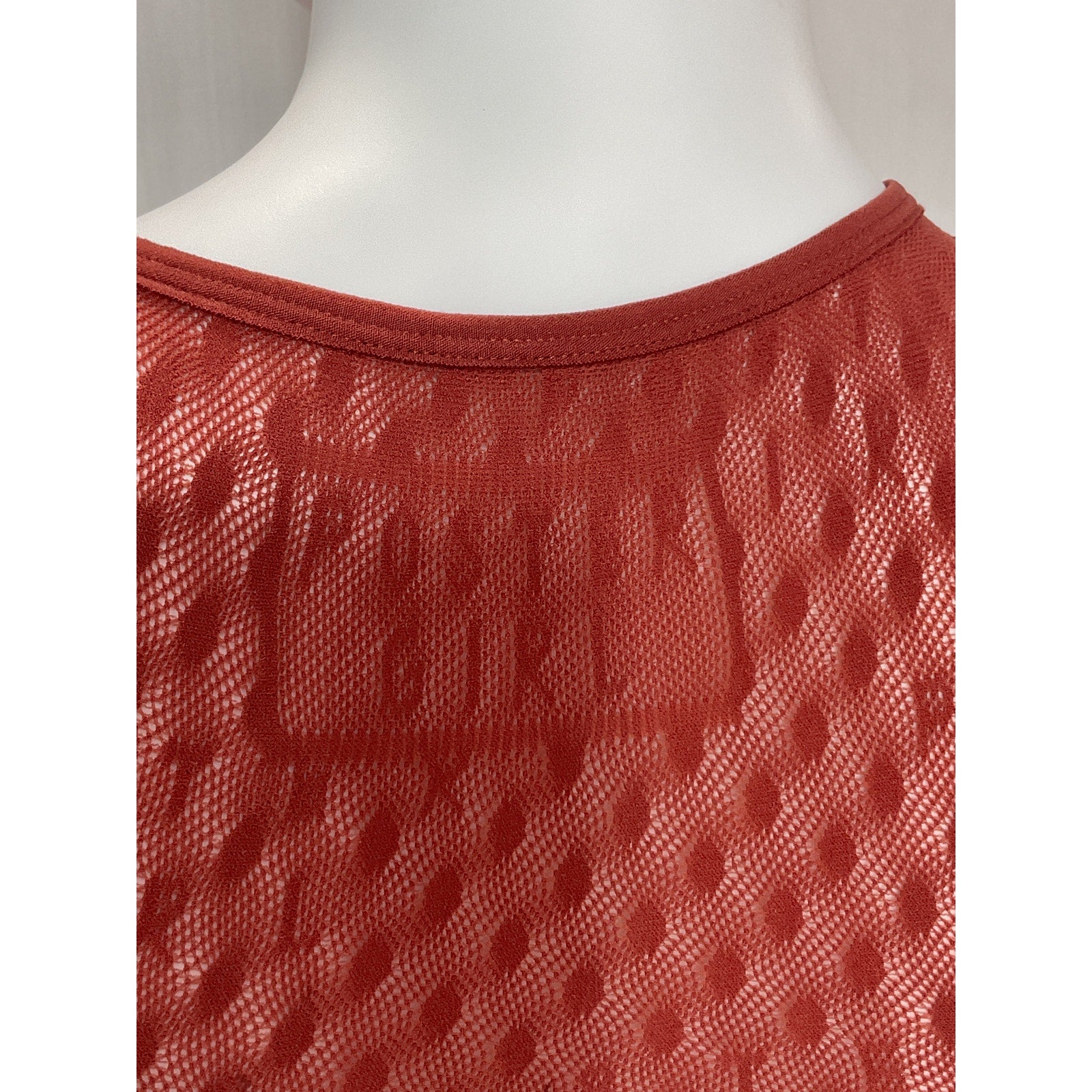 Poster Girl 'Mira' Brown Heart Detail Faux Feather Semi Sheer Top Size OS