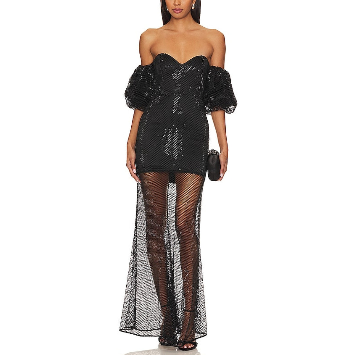 House Of Harlow 1960 Sheer Black Sulima Gown Size XXS