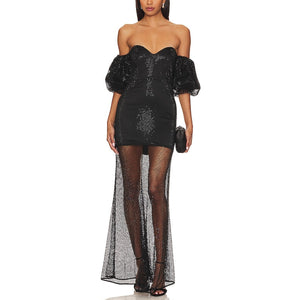 House Of Harlow 1960 Sheer Black Sulima Gown Size XXS