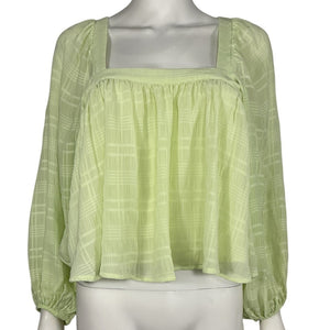Tularosa Sheer Green Thera Top Blouse Size S