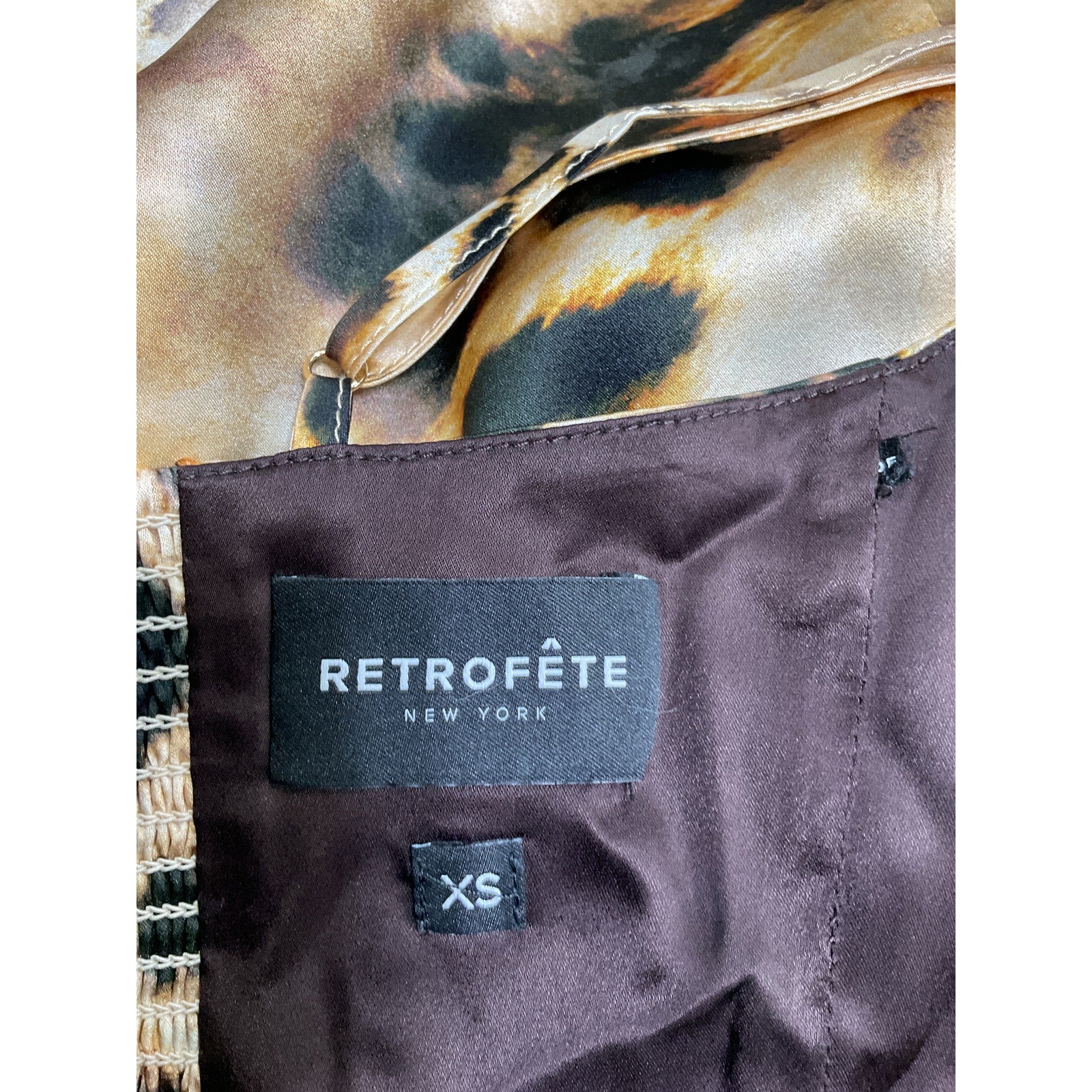 Retrofete 'Janessa' Brown Silk Dress Size XS