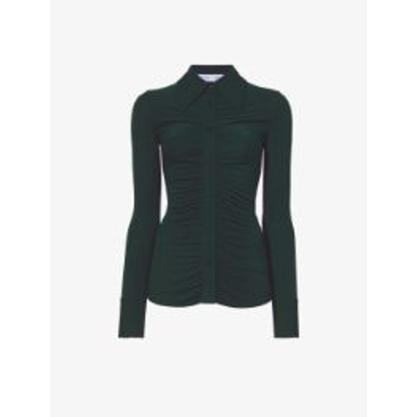 Proenza Schouler 'Matte' Green Long Sleeve Crepe Button Down Size 2