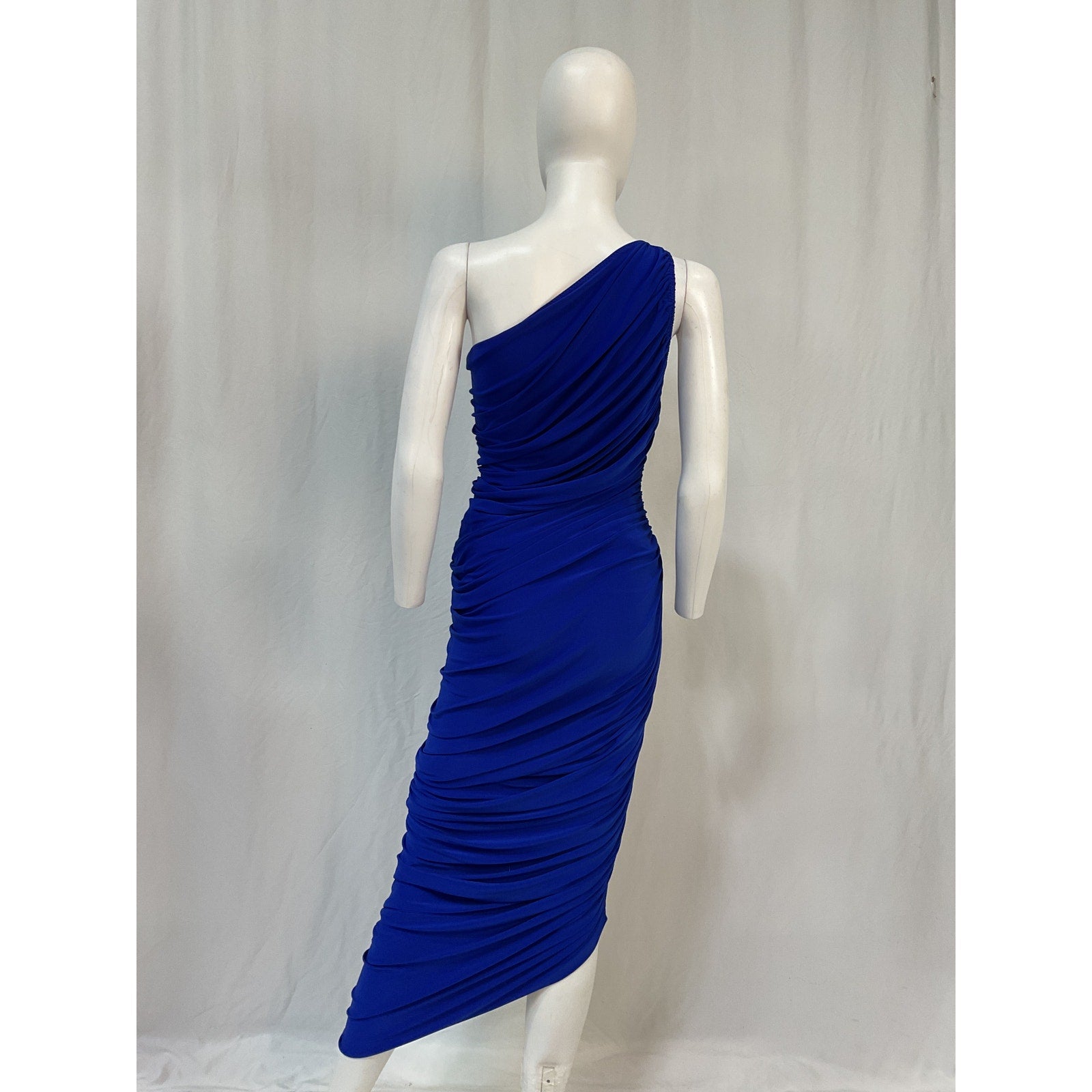 Norma Kamali 'Diana' Blue Polyester Gown Size XS