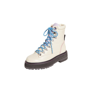 Larroude 'Jordan' White Leather Lace-Up Boots Size 8.5