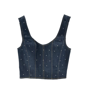 Cinq à Sept 'Ora' Blue Cotton Bustier Size M