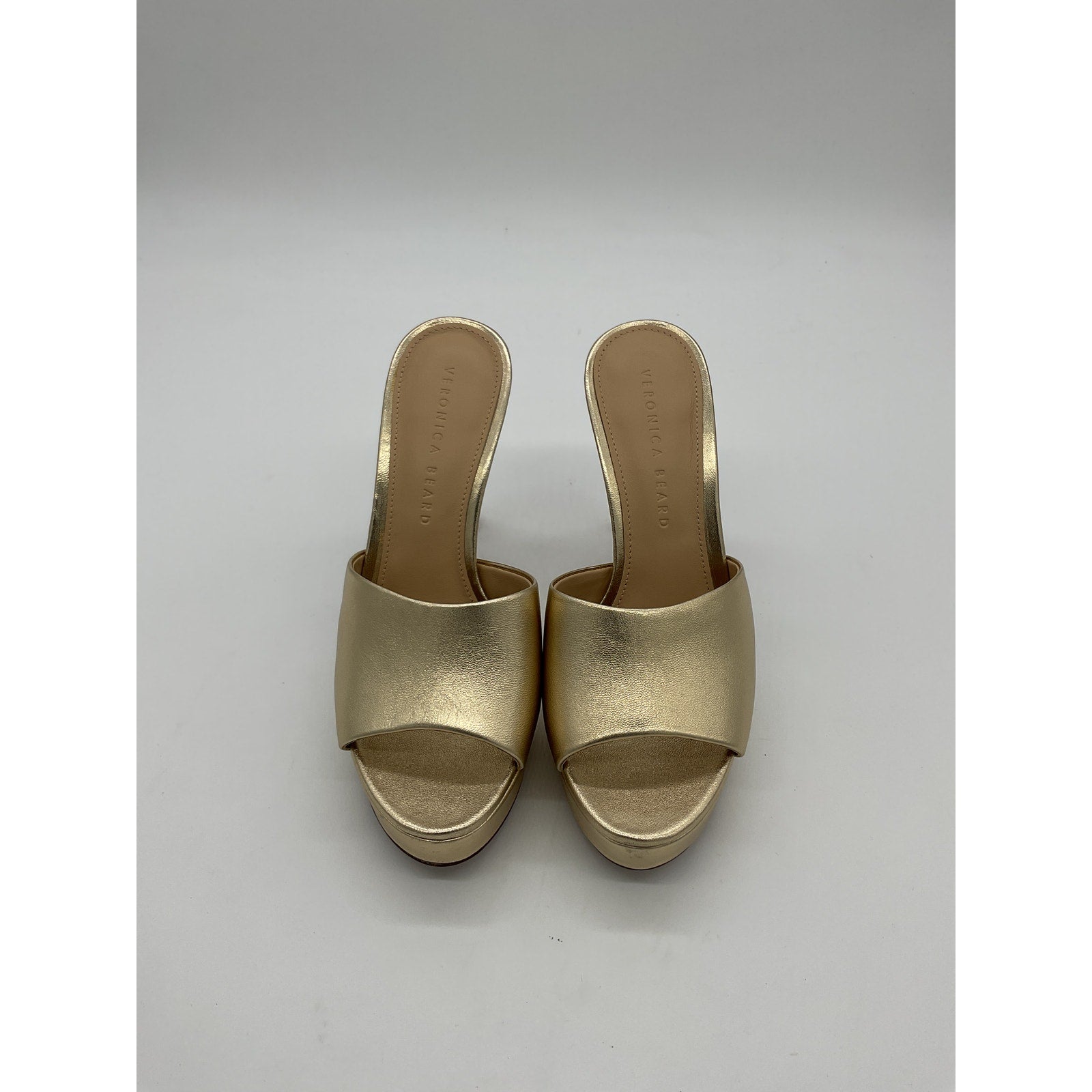 Veronica Beard 'Dali' Gold Leather Platfom Mule Size 6.5