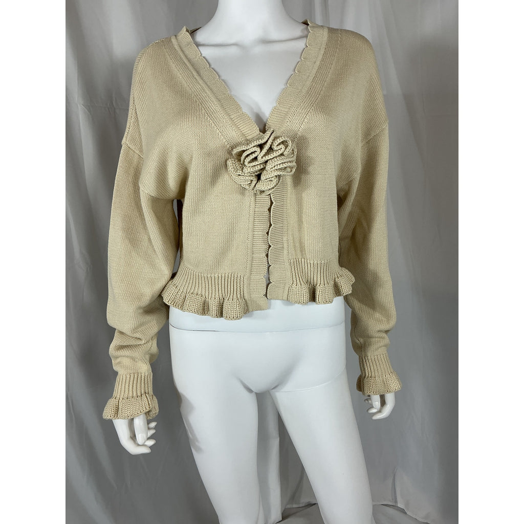 Tularosa 'Jovien' Beige Cotton Rosette Cardigan Size S