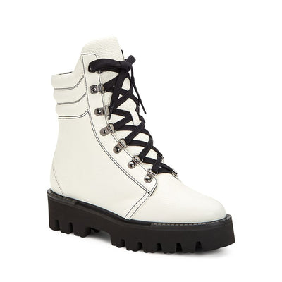 Aquatalia Rugged Off White Alyssa Lace Up Boots Size 6.5