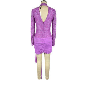 Patbo Elegant Bright Lilac Embroidered Lace Mini Dress Size 2 US / 34 Brazil NWT