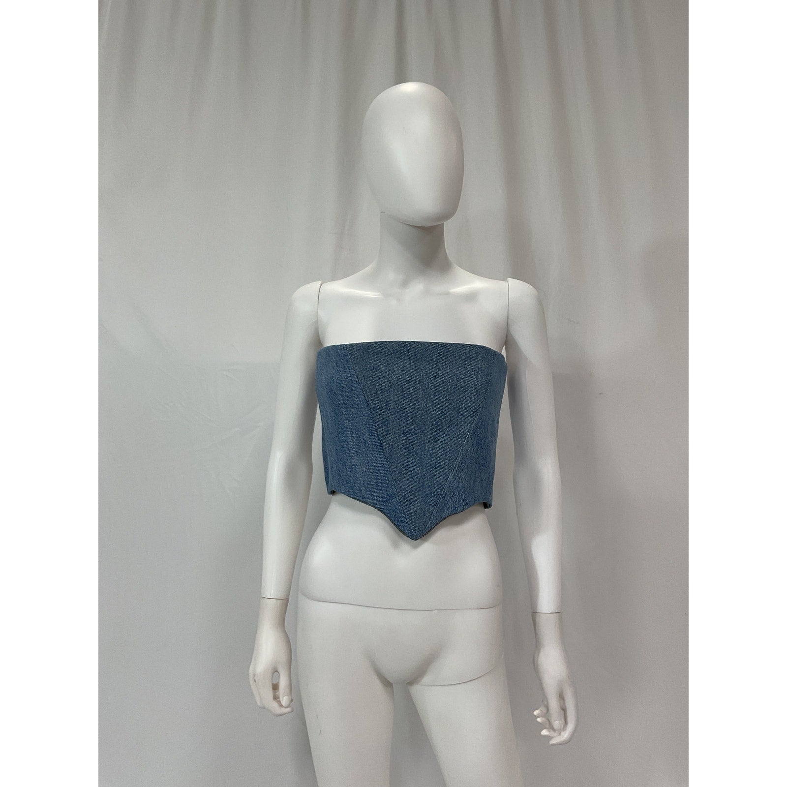 Sami Miro Vintage 'Corset' Blue Grommet Lace Up Top Size XS