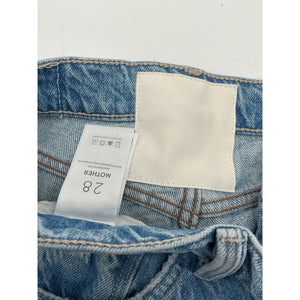 Mother 'Spinner' Blue Cotton Destroyed High Waist Wide Leg Jeans Size 28