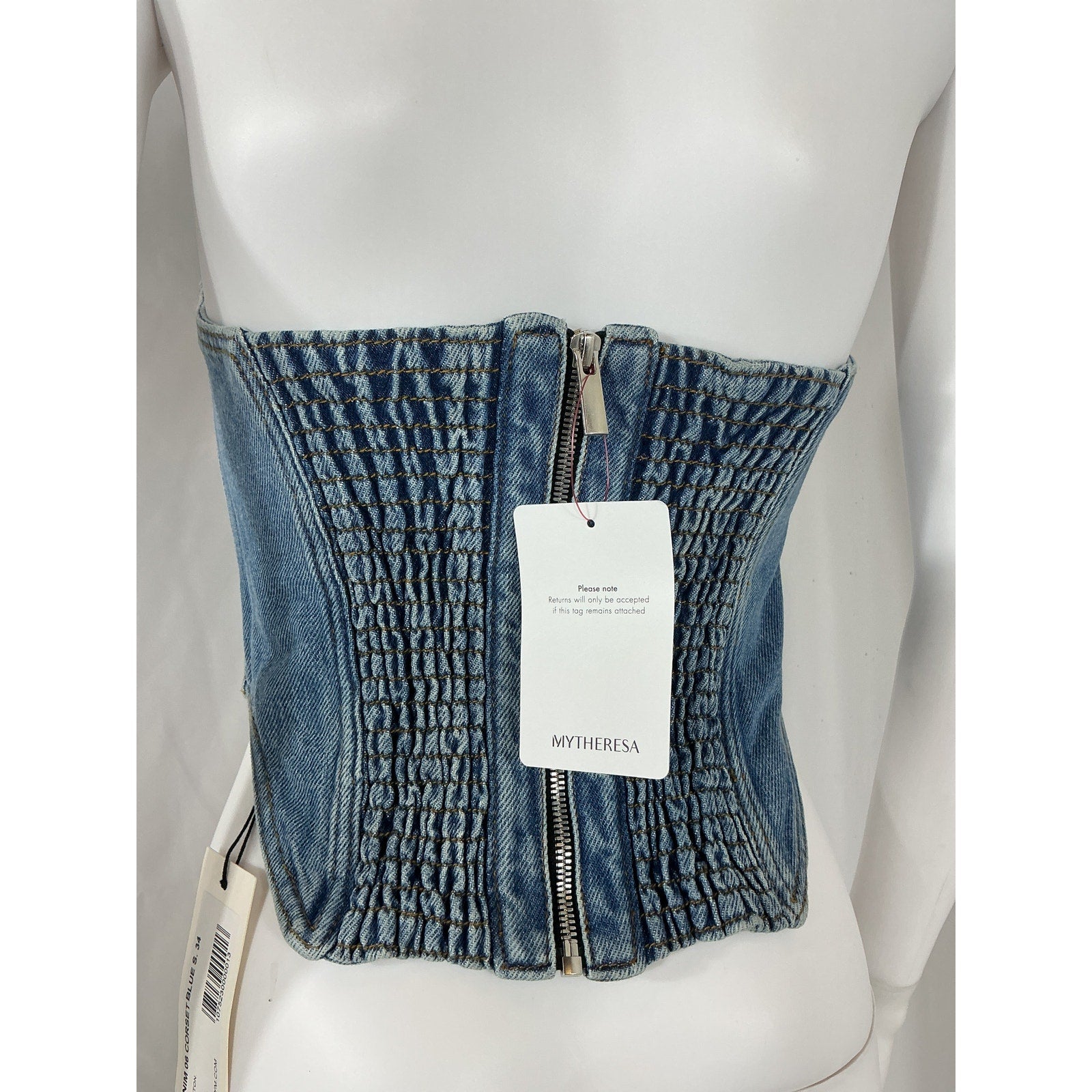 Magda Butrym Blue Cotton Denim Bustier Size 34 - NWT