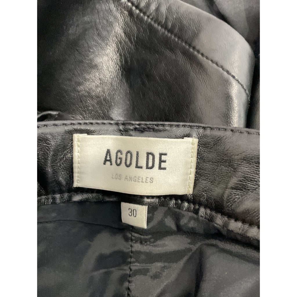 Agolde 'Liv' Black Leather Mini Skirt Size 29