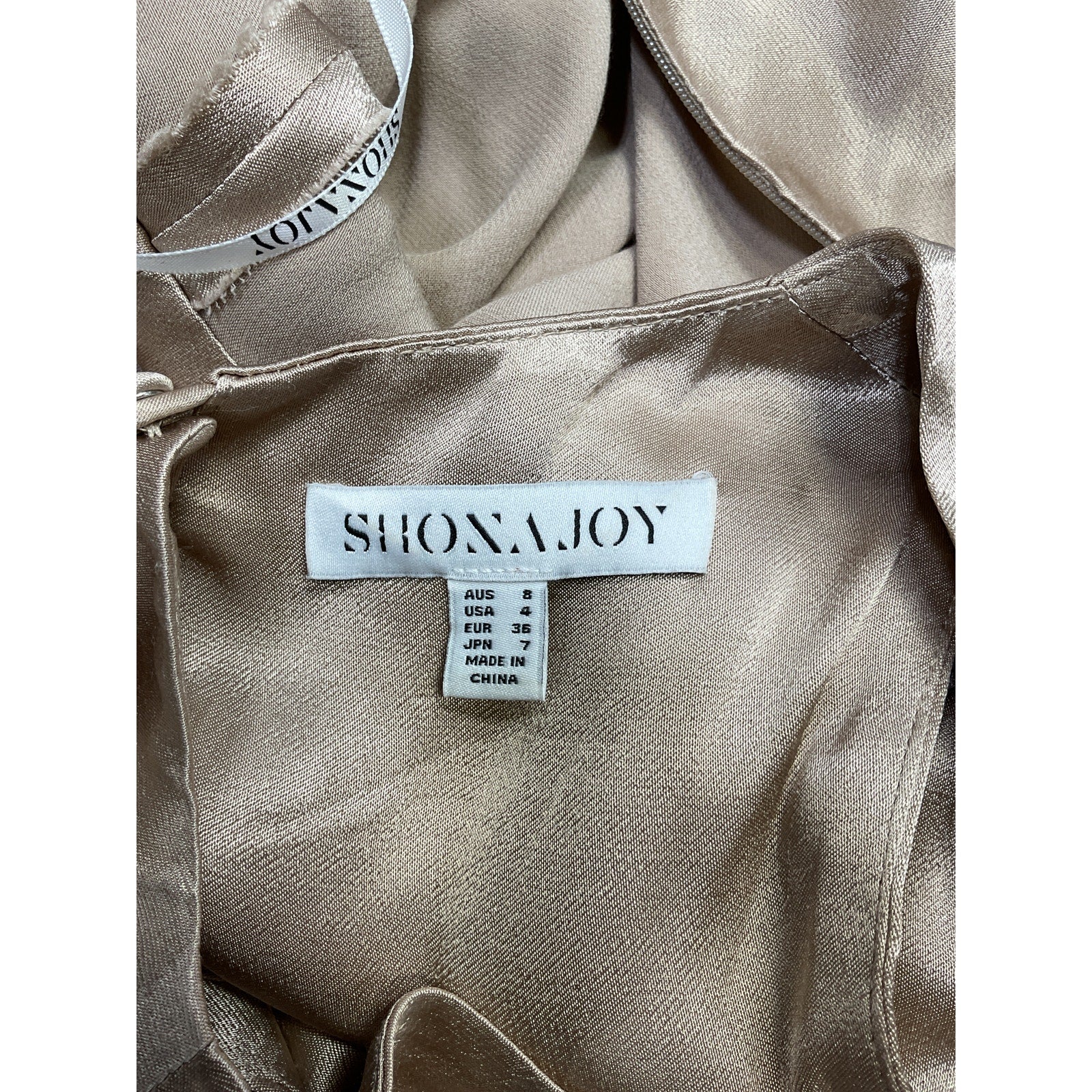 Shona Joy 'La Lune' Gold Lenzing Ecovero Viscose High Neck Midi Dress Size 4