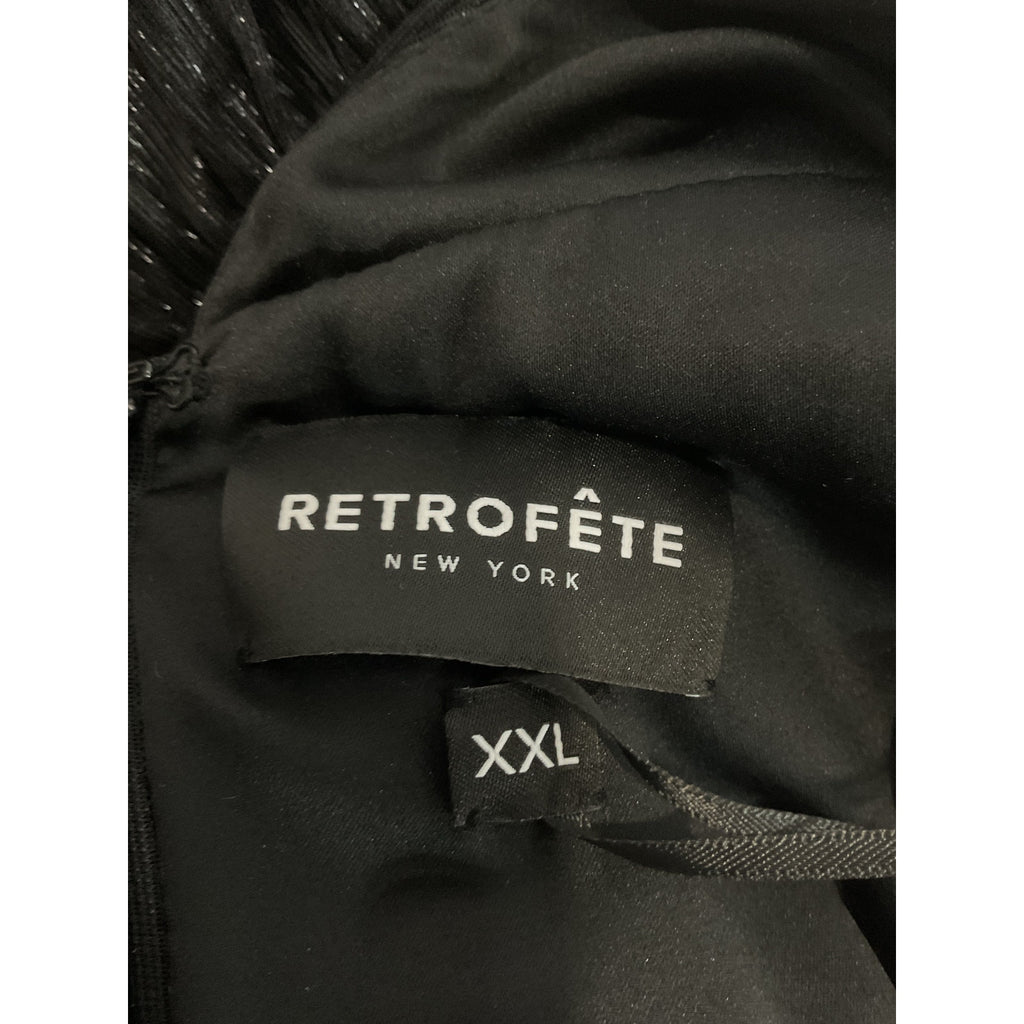Retrofete 'Elsa' Black Plisse Satin Dress Size XXL - NWT