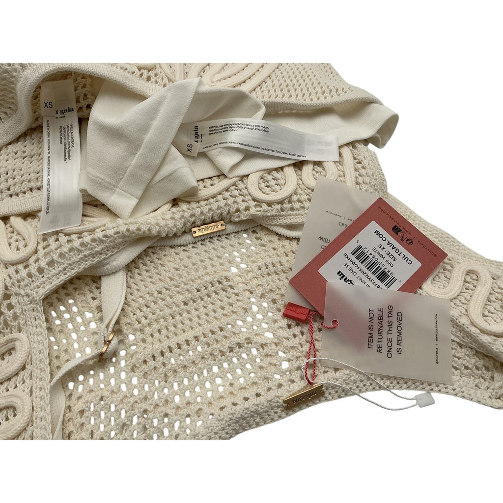 Cult Gaia 'Chimi' Cream Cotton Knit Dress Size XS