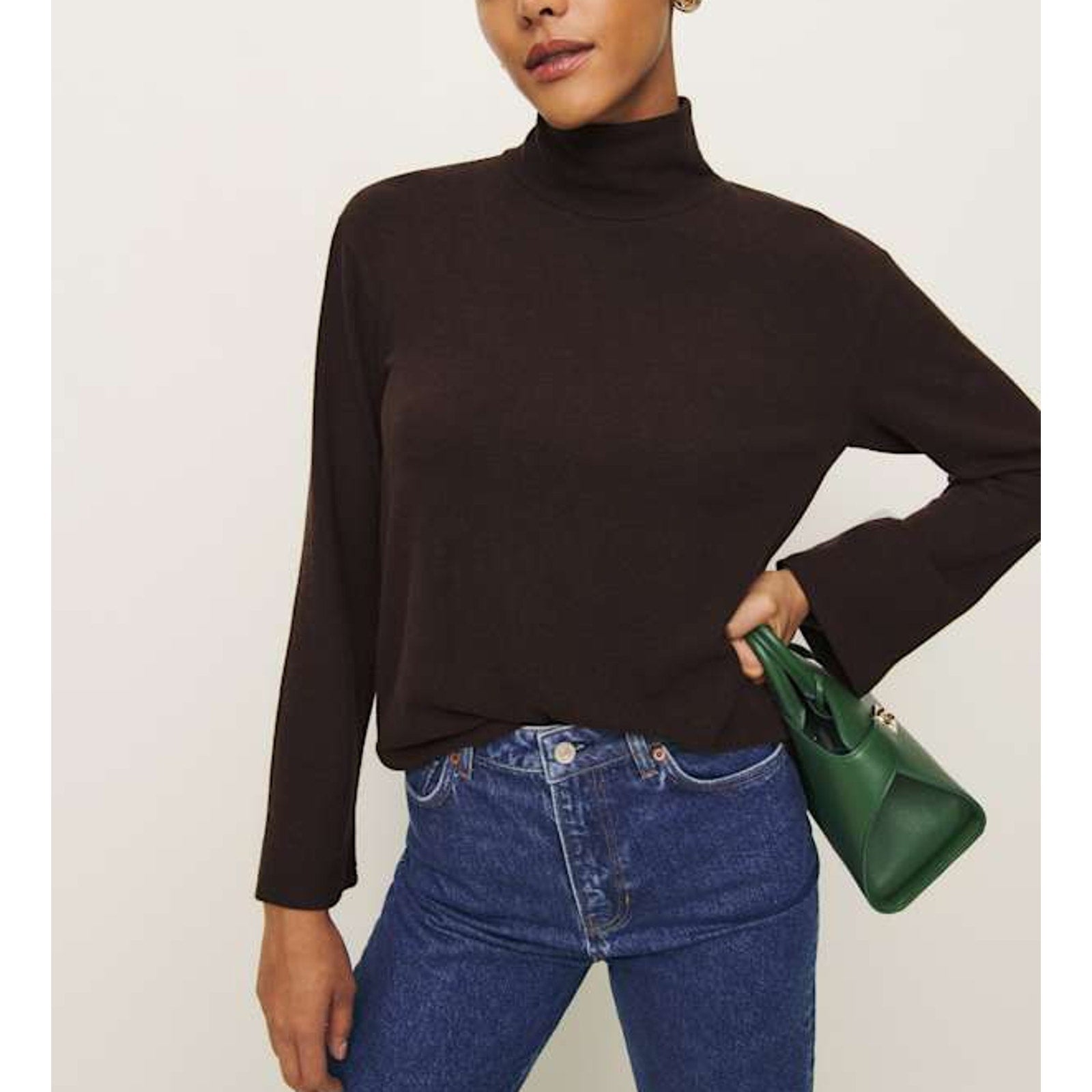 Reformation 'Anya' Brown Tencel Lyocell Knit Top Size S