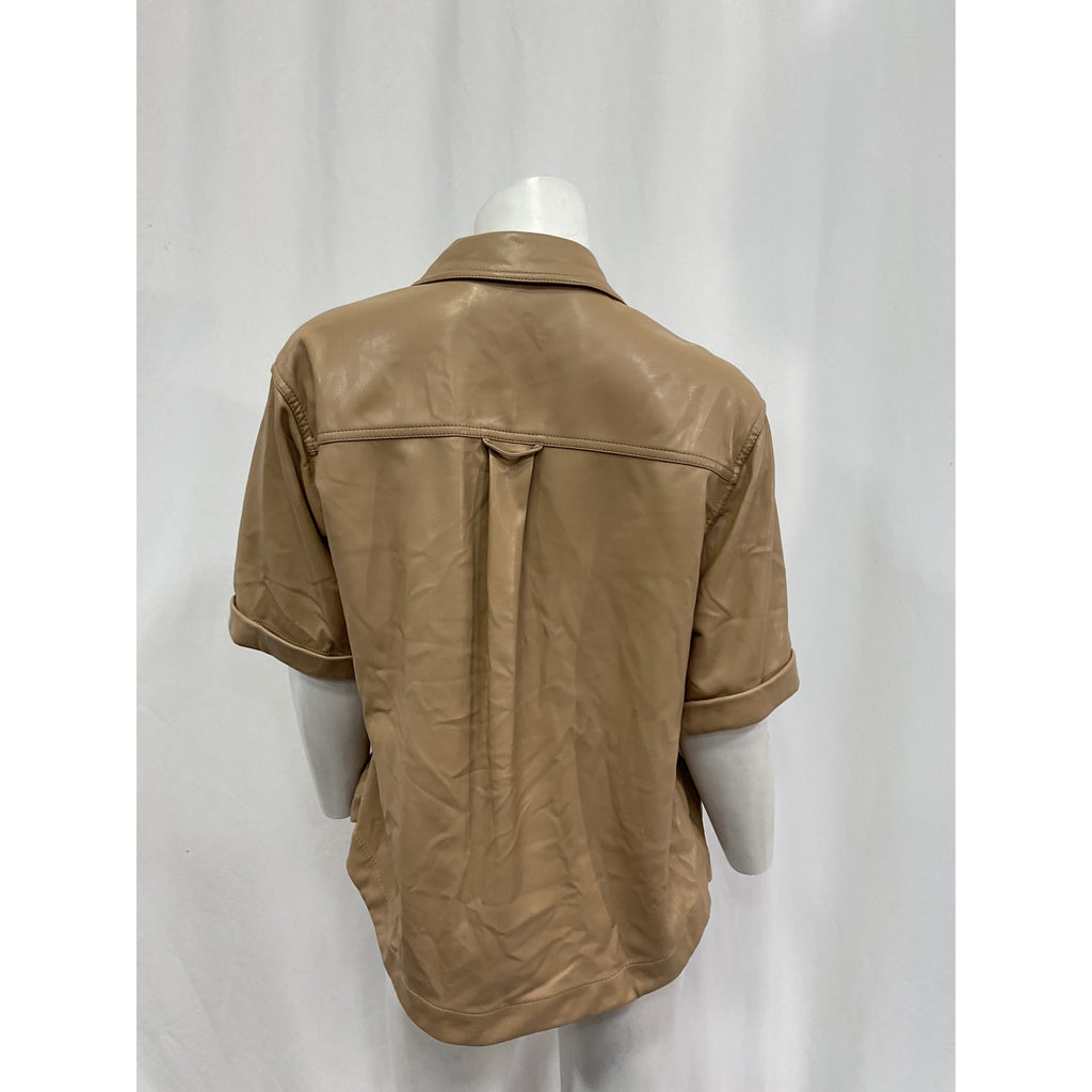 Simkhai 'Joselin' Tan Vegan Leather Shirt Size M