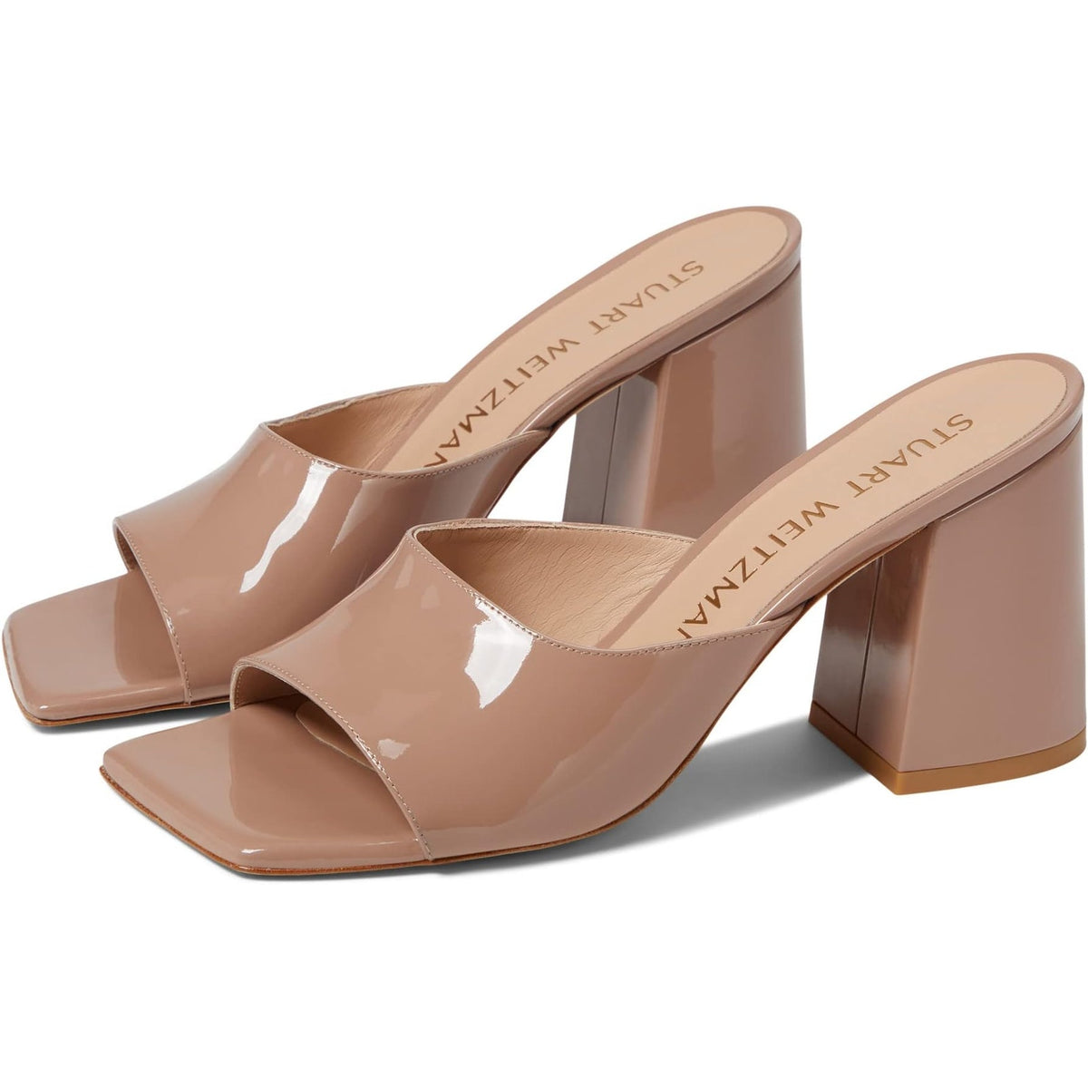 Stuart Weitzman 'Tia 85' Brown Leather Flareblock Slide Size 7