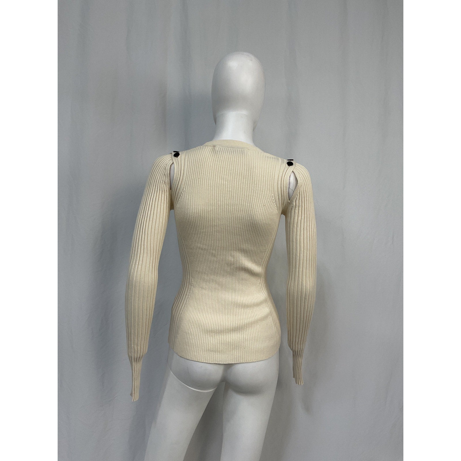 Proenza Schouler Cashmere Cream Cotton Button Sleeve Sweater Size XS