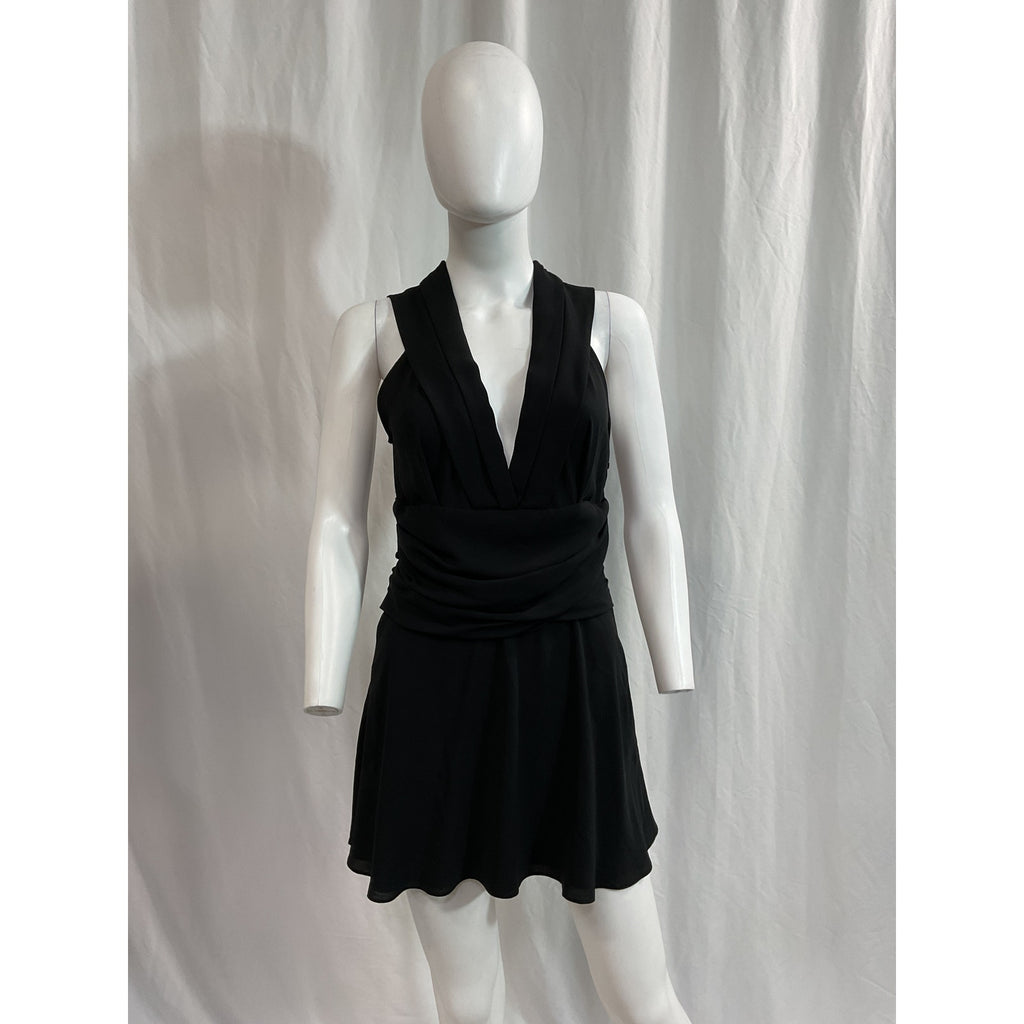 Iro 'Biron' Black Ruched Crepe Mini Dress Size S